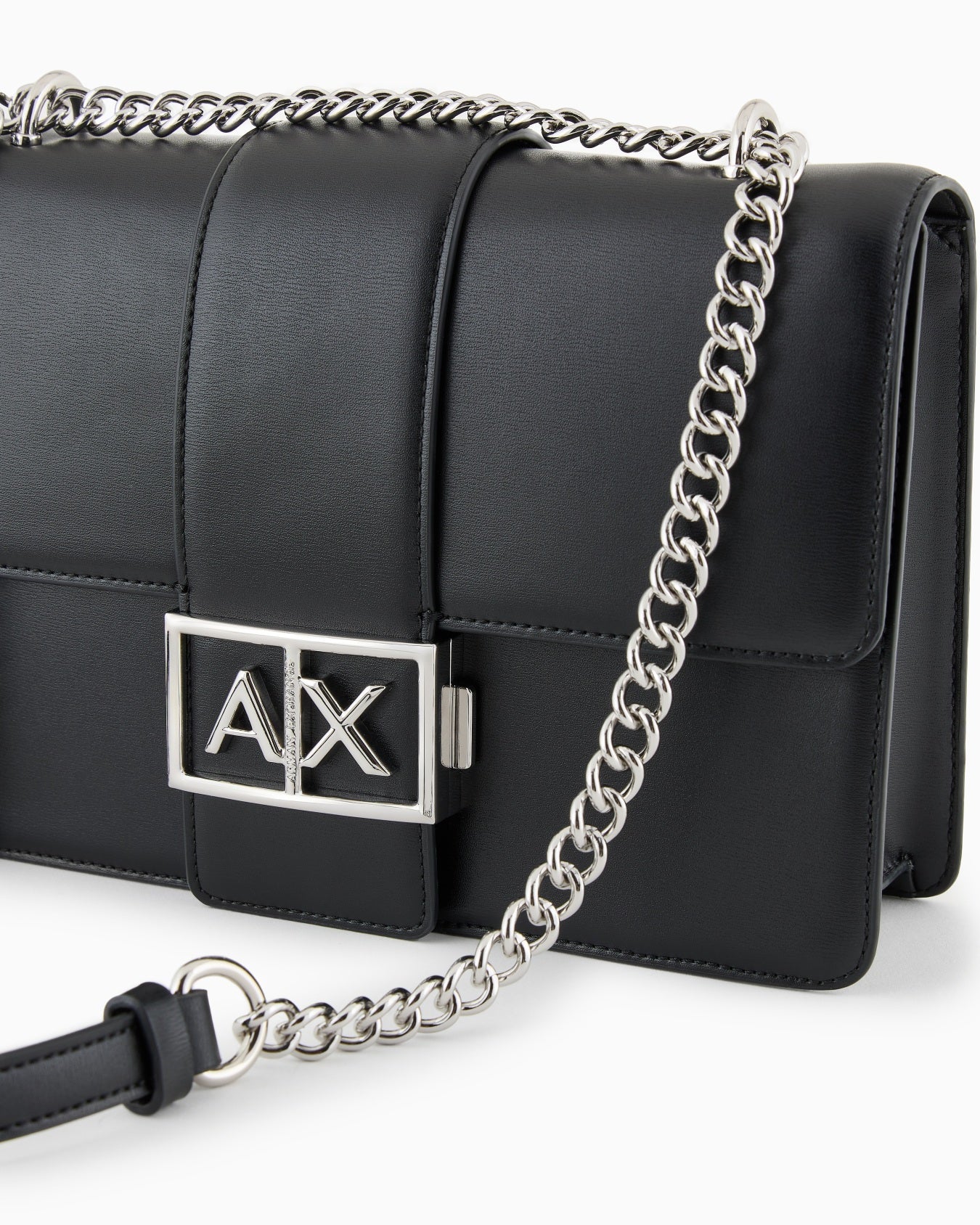 Borsa a spalla con logo in metallo Armani Exchange