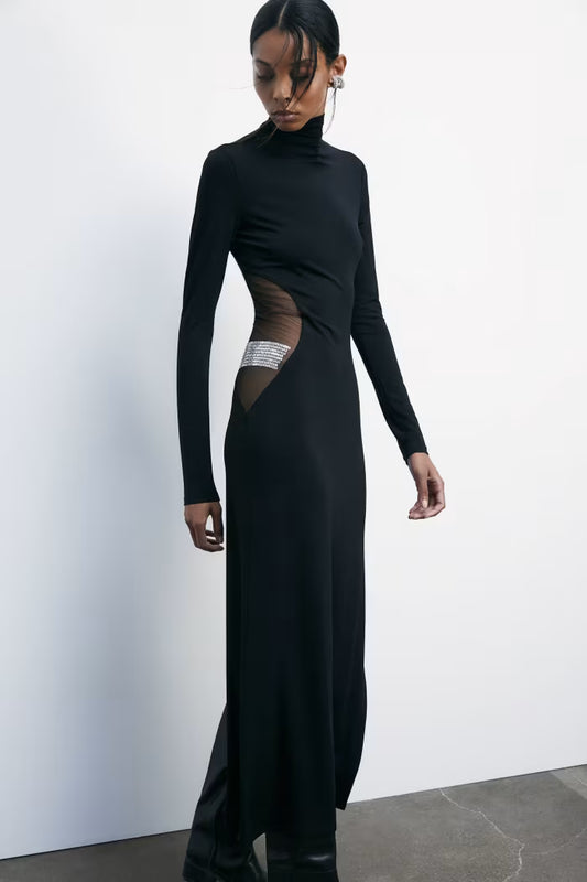 Abito lungo a collo alto con strass Patrizia Pepe