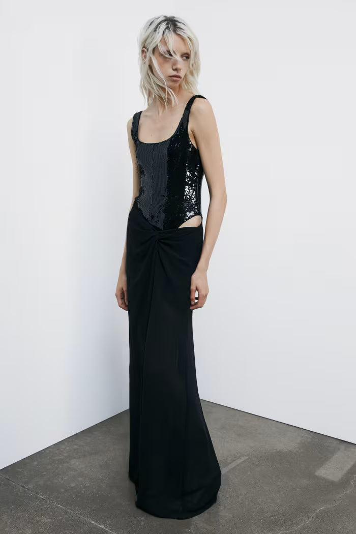 Abito lungo bustier con paillettes Patrizia Pepe