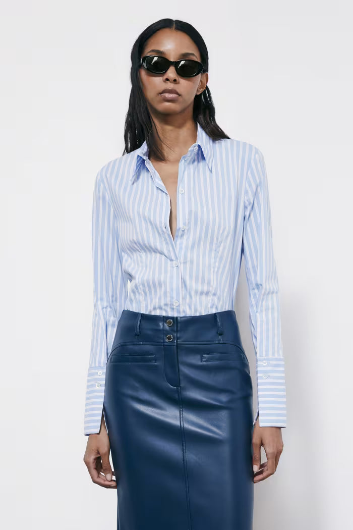Camicica slim fit in popeline a righe Patrizia Pepe