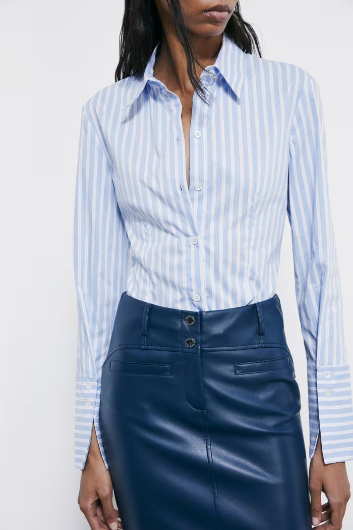 Camicica slim fit in popeline a righe Patrizia Pepe