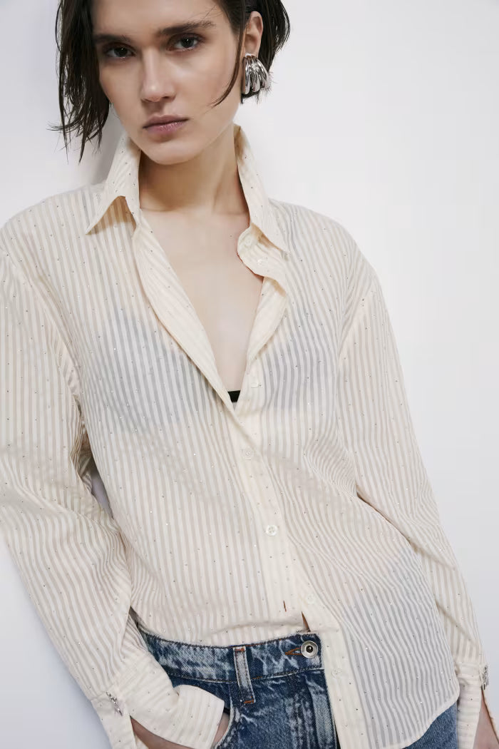 Camicia fluida a righe con brillantini Patrizia Pepe
