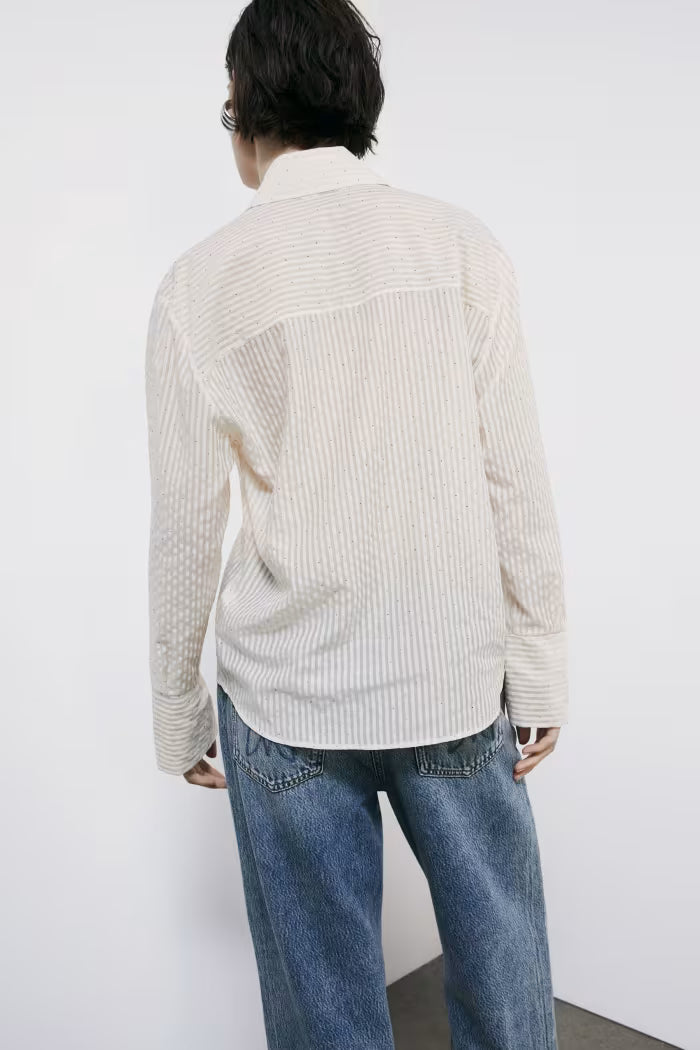 Camicia fluida a righe con brillantini Patrizia Pepe