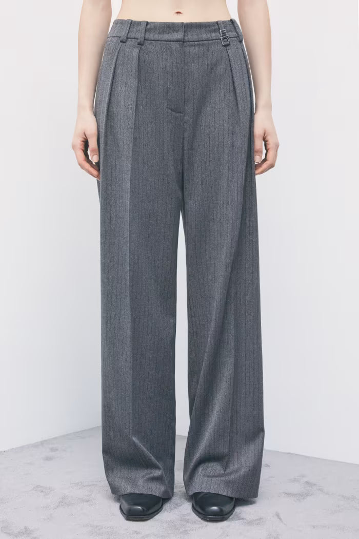 PANTALONI GESSATI CON DOPPIA PINCES PATRIZA PEPE