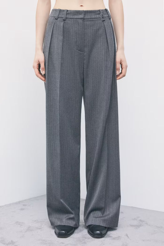 PANTALONI GESSATI CON DOPPIA PINCES PATRIZA PEPE