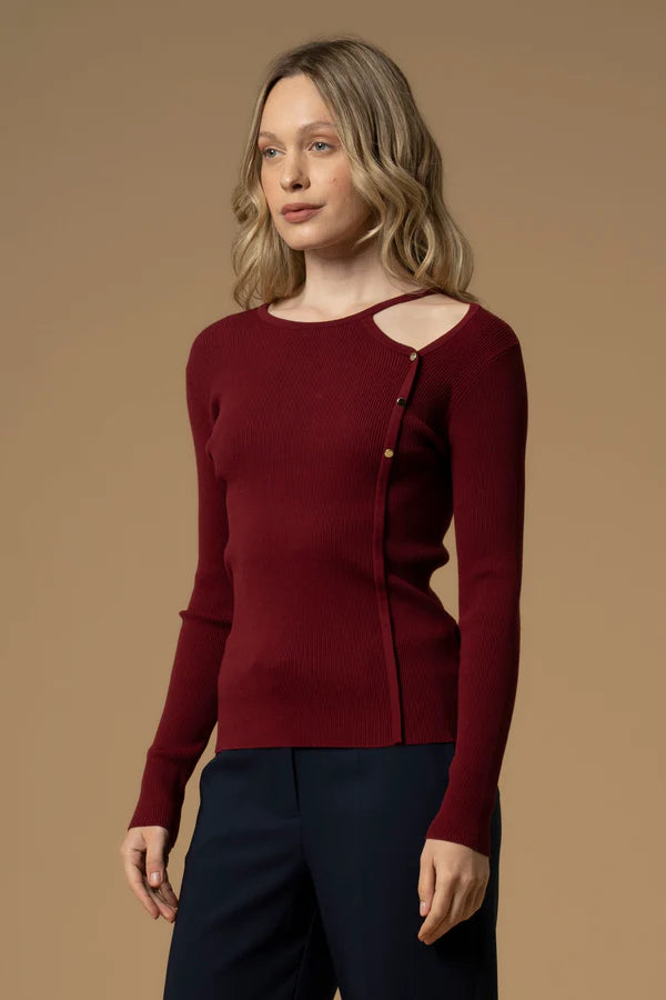 Maglia effetto cut-out con bottoni dorati  Kocca