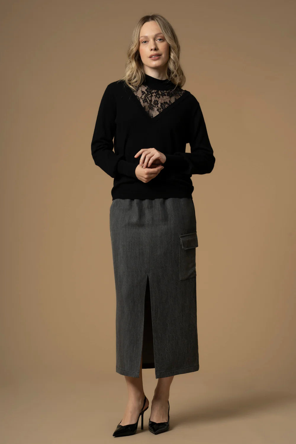 Maglia con inserto in pizzo