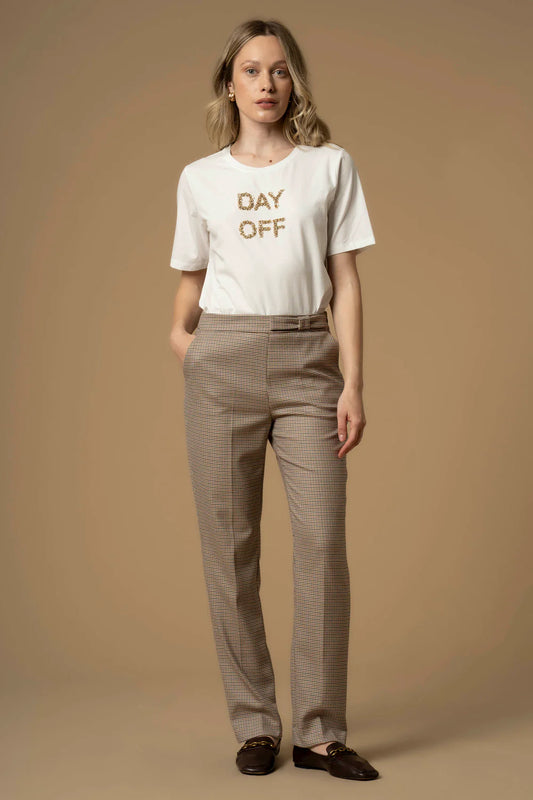 Pantaloni in pied de poule con piega Kocca