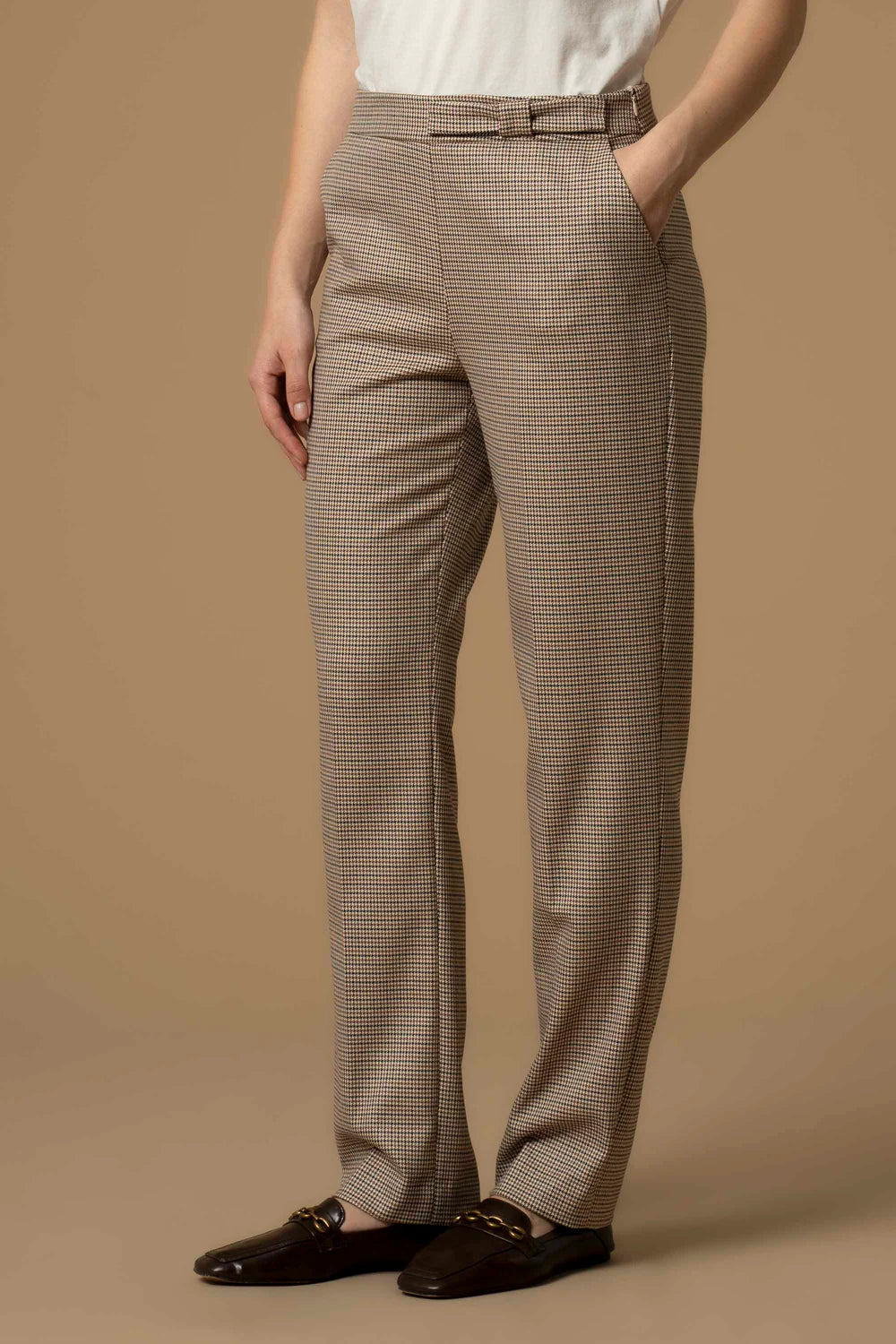 Pantaloni in pied de poule con piega Kocca