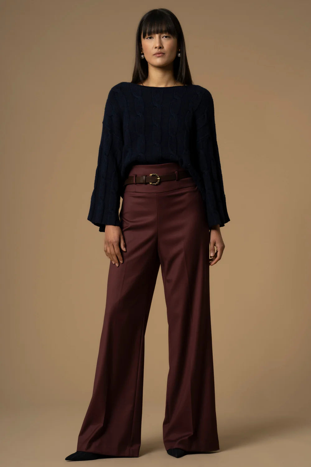 Pantaloni con fascia alta in vita e cintura Kocca