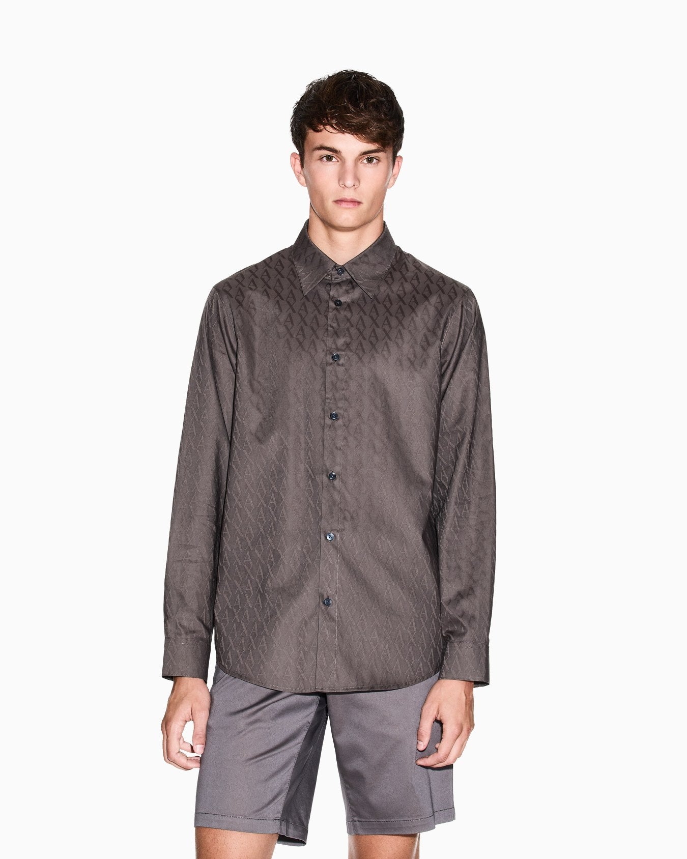 Camicia regular fit in cotone jacquard Armani Exchsnge