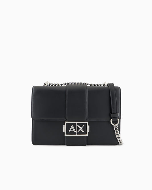 Borsa a spalla con logo in metallo Armani Exchange
